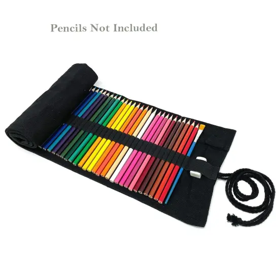 Wrapables Pencil Roll Organizer, Colored Pencil Wrap Pouch (72 slots) Black {4}
