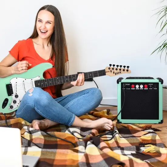 LyxPro Electric Guitar Amp, 20w Portable Mini Amplifier Green {6}