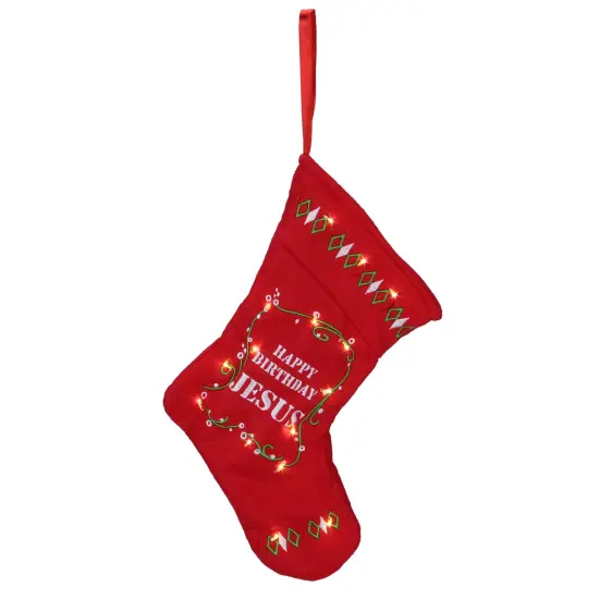 Roman 9" Red, White And Green "Happy Birthday Jesus" Battery Operated Christmas Stocking {1}