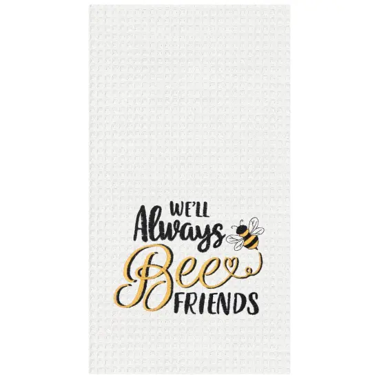 Always Bee Friends Embroidered Waffle Weave Cotton Kitchen Towel {1}