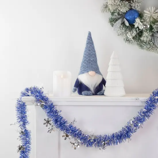 Northlight Commercial Christmas Tinsel Snowflake Garland - 50' x 2" - Royal Blue and Silver - Unlit {3}