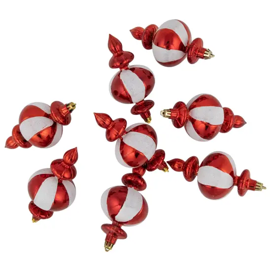 Northlight 8-Count Red and White Shatterproof Finial Christmas Ornaments, 6" {6}