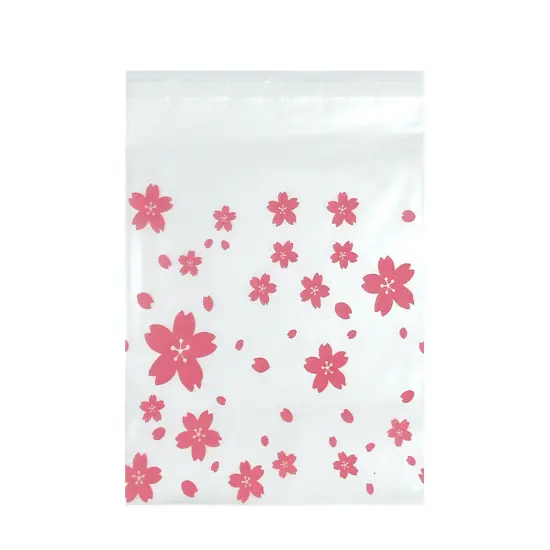 Wrapables Transparent Self-Adhesive 4" x 4" Candy and Cookie Bags, Favor Treat Bags for Parties and Wedding (200pcs) Cherry Blossoms {2}