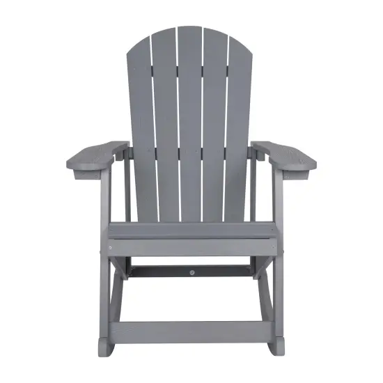 Merrick Lane Atlantic All-Weather Polyresin Adirondack Rocking Chair with Vertical Slats Sea Foam {12}