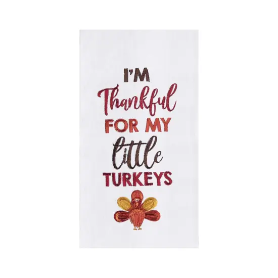 Little Turkey Embroidered Flour Sack Dishtowel {1}
