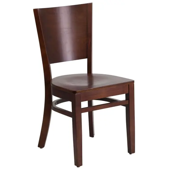 Emma and Oliver Solid Back Wooden Restaurant Dining Chair WalnutSeat/Walnut {1}