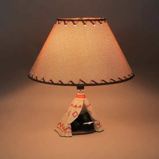 Mama Bear Reading Book To Cub in Teepee Tent Table Lamp {3}