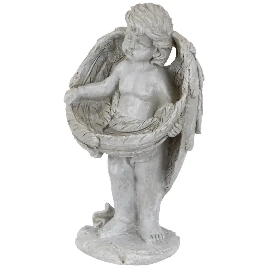 Northlight Cherub Wrapped in Wings Outdoor Garden Statue - 8" Gray {4}