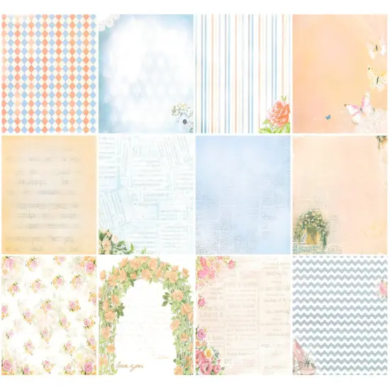 Wrapables 6x6 Decorative Single-Sided Scrapbook Paper for Arts & Crafts Projects, Scrapbooking, Card-Making Peach & Blue {3}