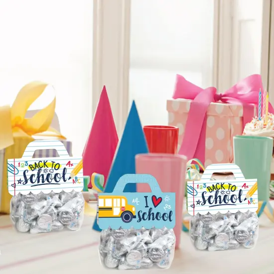 Big Dot of Happiness Back to School - DIY First Day of School Classroom Clear Goodie Favor Bag Labels - Candy Bags with Toppers - Set of 24 {7}