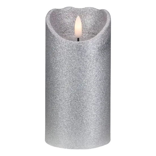 Northlight Lighted LED Flameless Flickering Pillar Christmas Candle - 6" - Silver {1}
