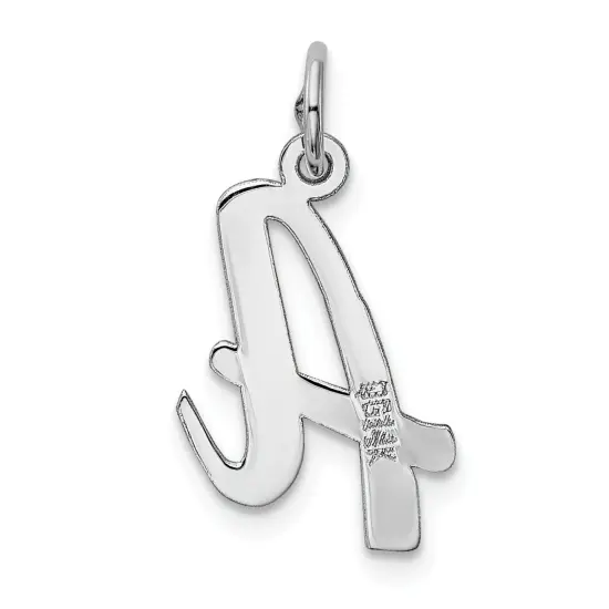 14K White Gold Medium Script Initial Letter A Charm Jewerly 19mm x 11mm {4}