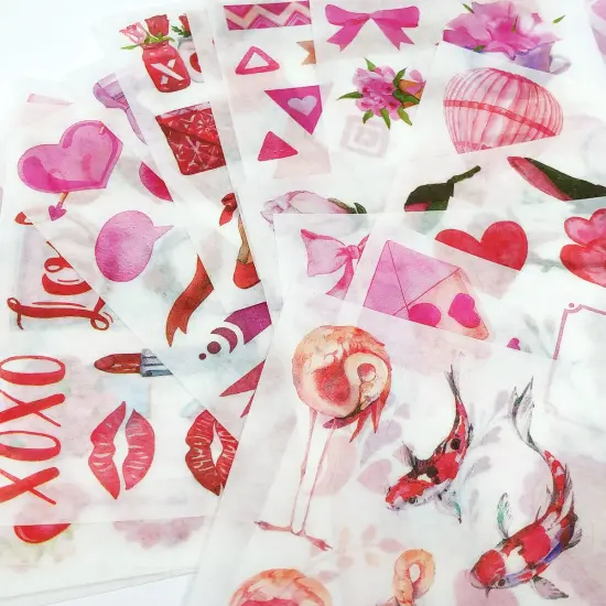 Wrapables Washi Scrapbooking Stickers Box Set Peach Floral {8}