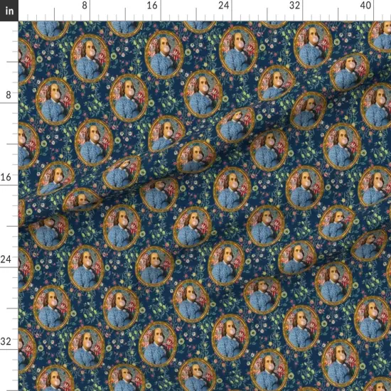 Various Fabrics by the Yard or Fat Quarter Benjamin Franklin Botanical Whimsical Historical Portrait Custom Printed Fabric by Spoonflower {1}