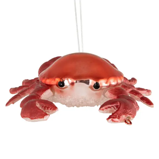Northlight Shelled Crab Glass Christmas Ornament - 4" - Red {5}