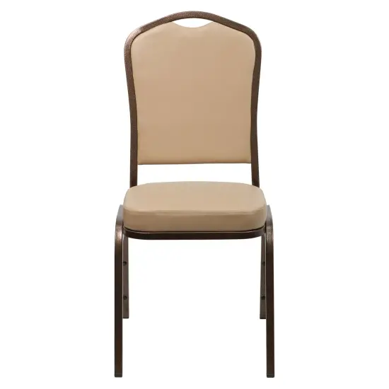 Emma and Oliver Crown Back Stacking Banquet Dining Chair TanVinyl/CopperVein {3}