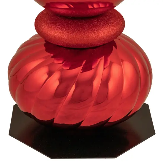 Northlight Shiny Ball Finial Tower Commercial Christmas Decoration - 4.5' - Red {6}