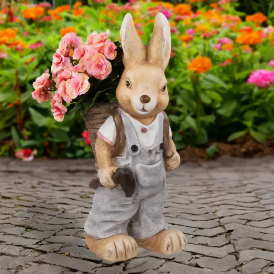 Northlight Boy Rabbit Outdoor Easter Garden Planter - 19.25" Brown {4}