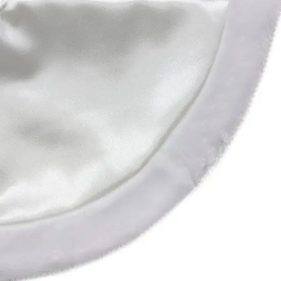 Northlight Mini Satin Christmas Tree Skirt with Faux Fur - 20" - White {3}