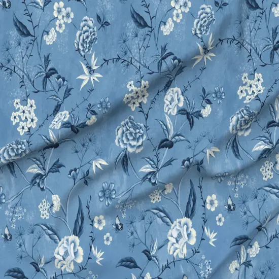 Various Fabrics by the Yard or Fat Quarter Victorian Floral Blue And White Chinoiserie New Romanticism Large Scale Custom Printed Fabric by Spoonflower {6}