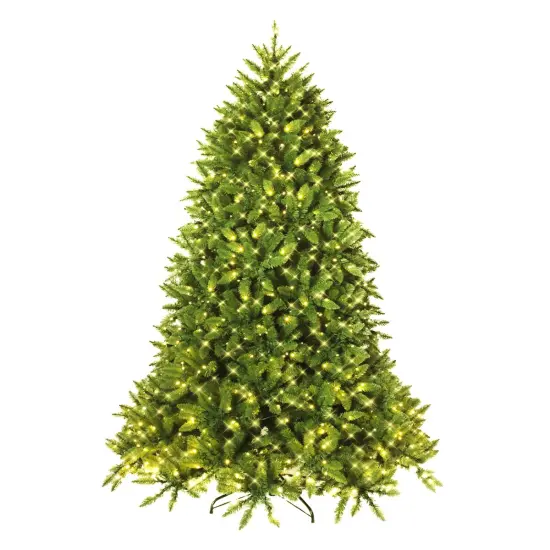 Costway 7.5ft Pre-lit PVC Christmas Fir Tree 8 Flash Mode {1}