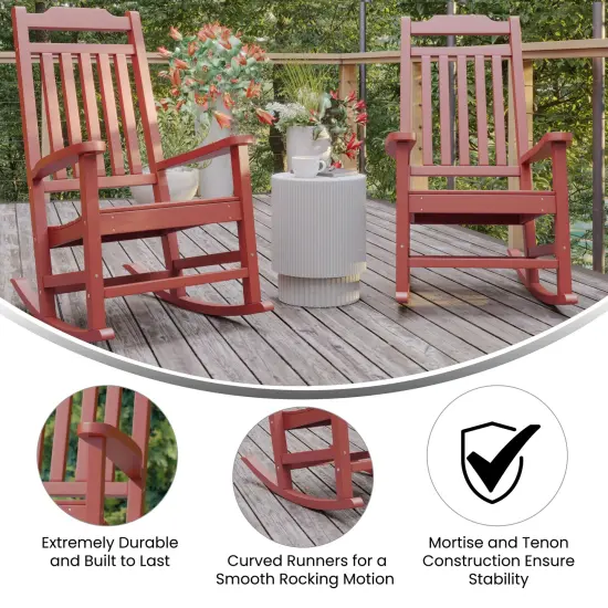 Merrick Lane Set of 2 HillfordPoly Resin Indoor/Outdoor Rocking Chairs Red {2}