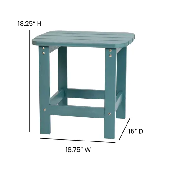 Merrick Lane Riviera Poly Resin Indoor/Outdoor All-Weather Adirondack Side Table Teal {5}