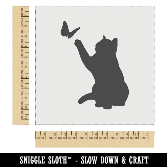 Cat Playing with Butterfly Wall Cookie DIY Craft Reusable Stencil {1}