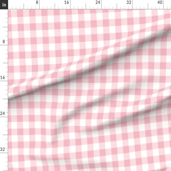 Various Fabrics by the Yard or Fat Quarter Pink Retro Gingham Check Fun Bright Country Cottagecore Farmhouse Pinic Custom Printed Fabric by Spoonflower 14842589 {1}