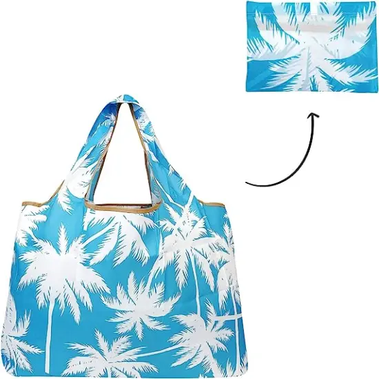 Wrapables Large Foldable Tote Nylon Reusable Grocery Bag, 3 Pack Ocean Breeze {5}