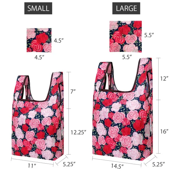 Wrapables JoliBag Collection Reusable Shopping Bag (Set of 2) Pink Roses {2}