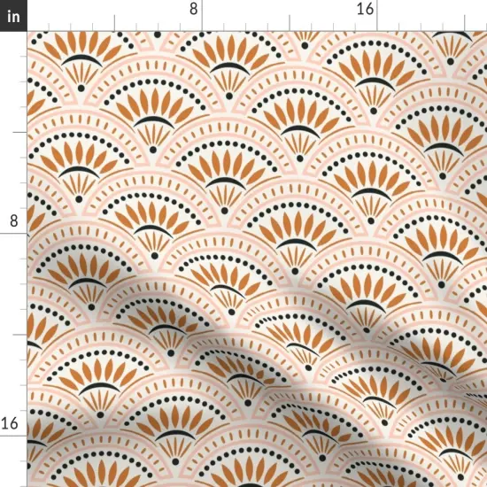 Various Fabrics by the Yard or Fat Quarter Orange Scales Scallops Fans Geometric Vintage 20'S Medium Scale Art Nouveau Victorian. Custom Printed Fabric by Spoonflower {2}