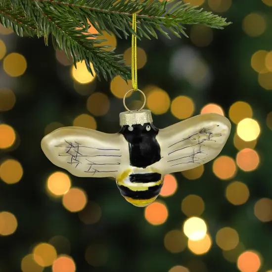 Northlight 3.25" Black and Yellow Bee Glass Christmas Ornament {3}