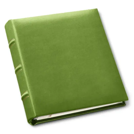 Gallery Leather Travel Photo Album Holds 4x6 Photos, 3 Ring Binder, 50 Pages for 50 Photos, Fillable, Handcrafted &ndash; 6.5&rdquo; x 5.5&rdquo; Acadia Lime {1}