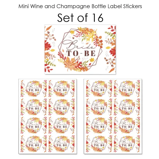 Big Dot of Happiness Fall Foliage Bride - Mini Wine and Champagne Bottle Label Stickers - Bridal Shower and Wedding Party Favor Gift - Set of 16 {7}