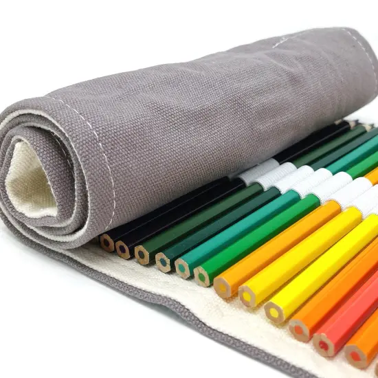 Wrapables Pencil Roll Organizer, Colored Pencil Wrap Pouch (72 slots) Gray {6}