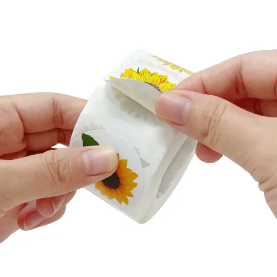 Wrapables 1.5" / 2" Thank You Stickers Roll, Sealing Stickers and Labels for Boxes, Envelopes, Bags, Small Businesses, Weddings, Parties (500pcs) Sunflower {3}