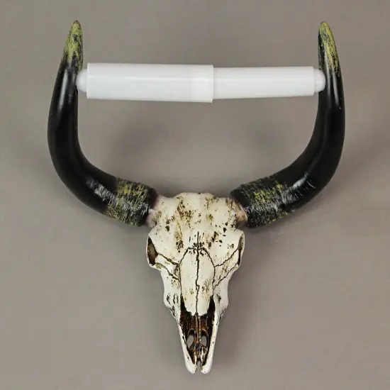 Rustic Faux Steer Skull Decorative Toilet Paper Holder Resin Bathroom Home Decor {7}