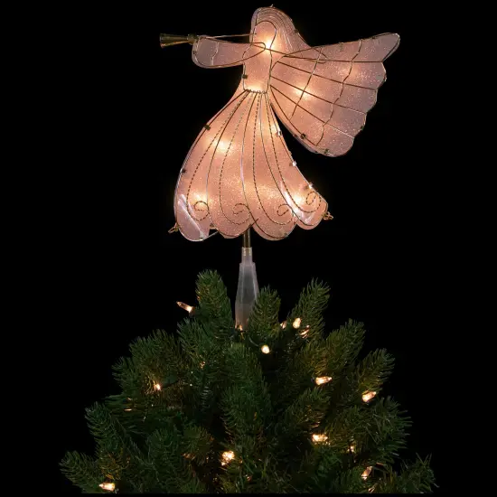 Northlight 10" Gold Angel Tree Topper, Warm White Lights {5}