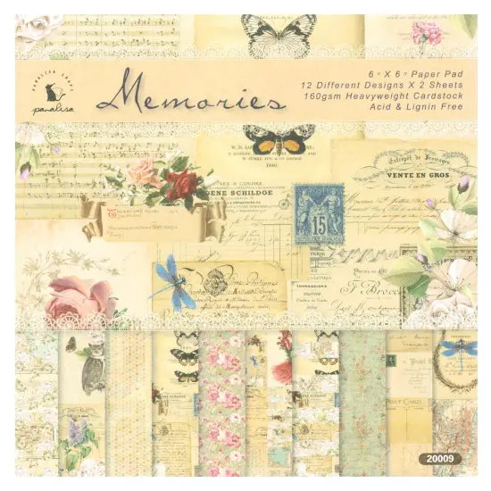 Wrapables 6x6 Decorative Single-Sided Scrapbook Paper for Arts & Crafts Projects, Scrapbooking, Card-Making Butterflies & Floral {2}