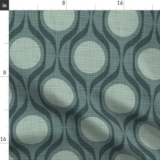 Various Fabrics by the Yard or Fat Quarter Vintage Retro Grey Geometric Ribbons Circle Large Scale Slate Mid Century Modern Mod Custom Printed Fabric by Spoonflower {2}