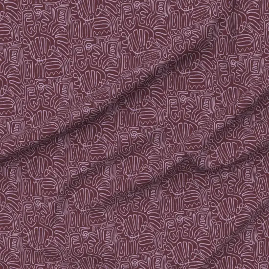 Various Fabrics by the Yard or Fat Quarter Boho Squiggles Purple Mauve Line Art Brush Strokes Custom Printed Fabric by Spoonflower {6}