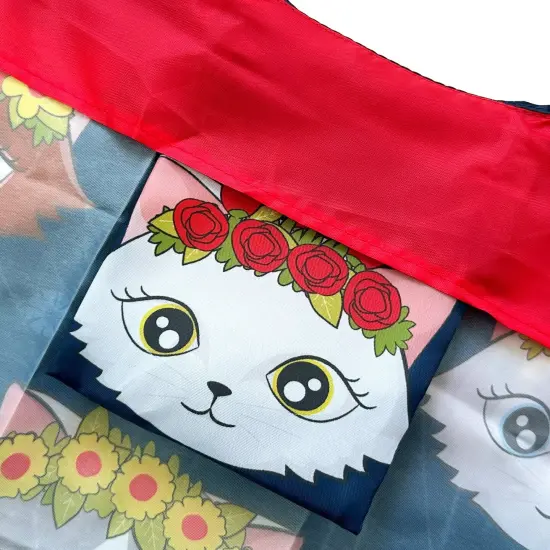 Wrapables Large & Small Allybag Foldable & Lightweight Reusable Grocery Bags (Set of 2) Cats & Crowns {3}