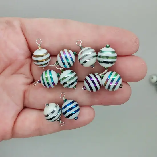 Striped Miniature Ornament Mix, 20 pc, Mini Glass Baubles for Dollhouse, 1:6 or 1:12 Scale, Adorabilities {2}