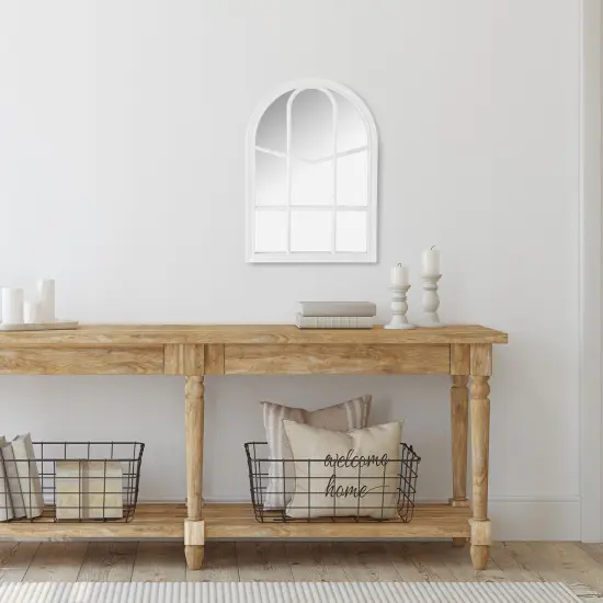 Northlight 20" White Arched Windowpane Framed Wall Mirror {3}