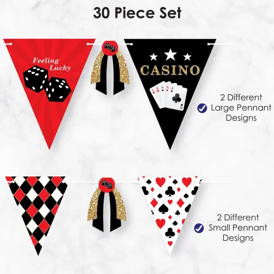 Big Dot of Happiness Las Vegas - DIY Casino Party Pennant Garland Decoration - Triangle Banner - 30 Pieces {6}