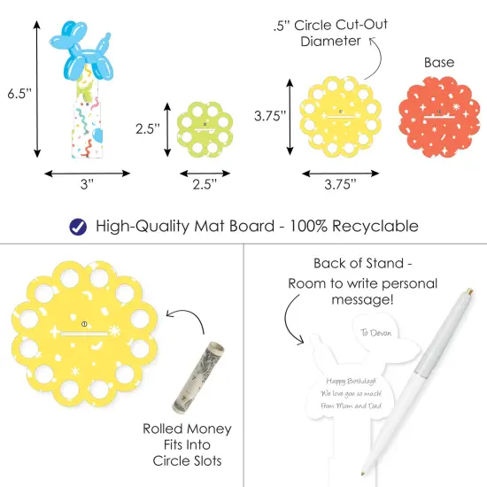 Big Dot of Happiness Balloon Animals - DIY Happy Birthday Party Money Holder Gift - Cash Cake {4}