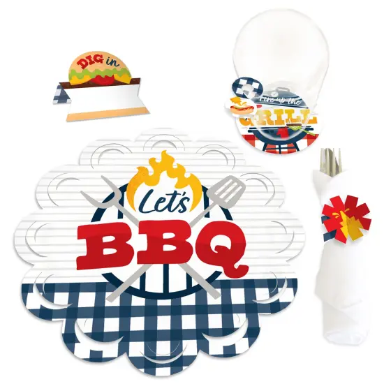 Big Dot of Happiness Fire Up the Grill - Summer BBQ Picnic Party Paper Charger and Table Decorations - Chargerific Kit - Place Setting for 8 {1}