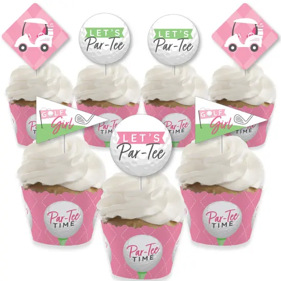 Big Dot of Happiness Golf Girl - Cupcake Decoration - Pink Birthday Party or Baby Shower Cupcake Wrappers and Treat Picks Kit - Set of 24 {1}