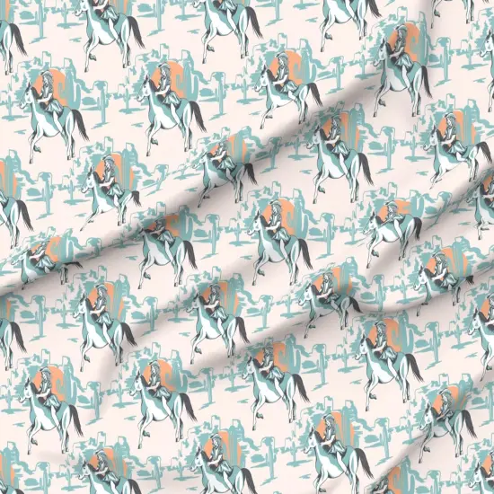 Various Fabrics by the Yard or Fat Quarter Western Retro Horse Cowgirl Pinup Southwestern Cactus Desert Rustic Custom Printed Fabric by Spoonflower {6}